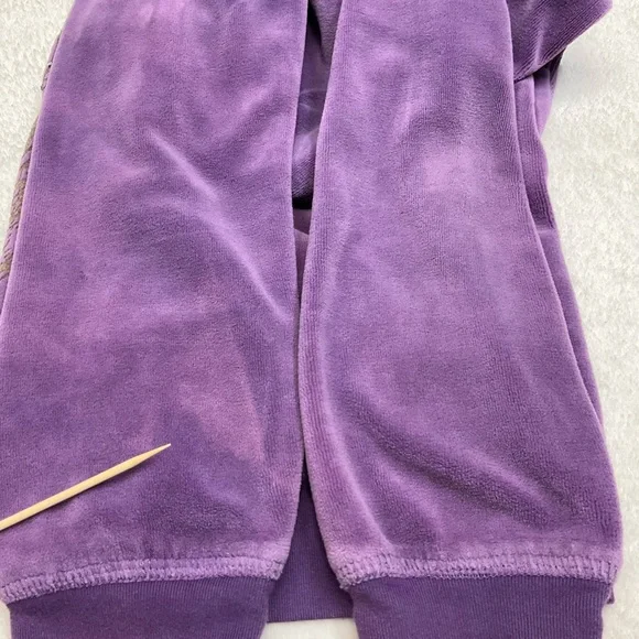 🔥4/$15🔥 JUICY COUTURE ‘Queen of Stuff’ Purple Velour Hoodie Full Zip Sweatshirt - Picture 10 of 10
